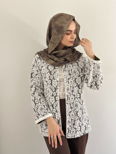 کت گیپور مرواریدی قهوه ای